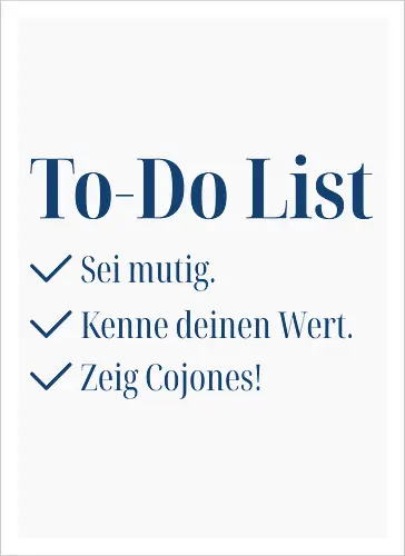 Cojones-To-Do List - Pocketdruck (blaue Schrift)