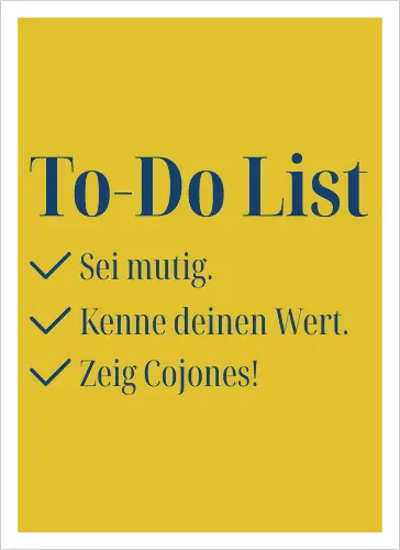 Cojones-To-Do List - Pocketdruck (blaue Schrift)
