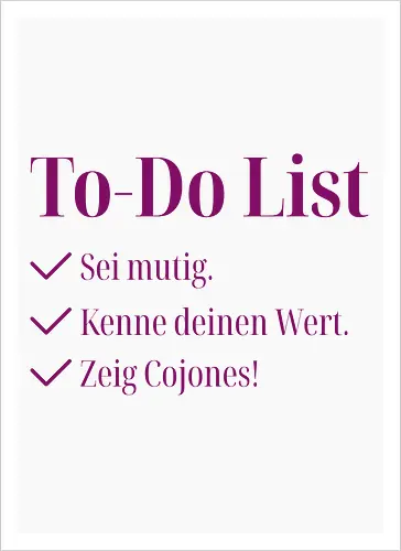 Cojones-To-Do List - Pocketdruck (lila Schrift)