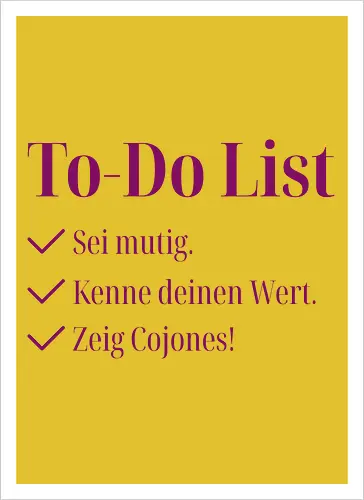 Cojones-To-Do List - Pocketdruck (lila Schrift)