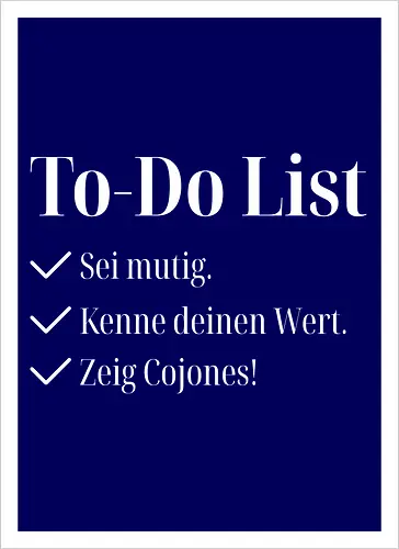 Cojones-To-Do List -Pocketdruck (helle Schrift)