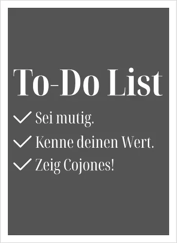 Cojones-To-Do List -Pocketdruck (helle Schrift)