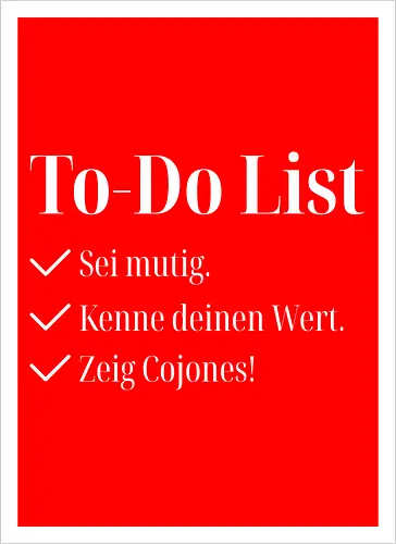Cojones-To-Do List -Pocketdruck (helle Schrift)