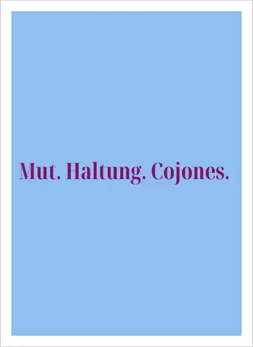Cojones-Mut und Haltung - Pocketdruck (lila Schrift)