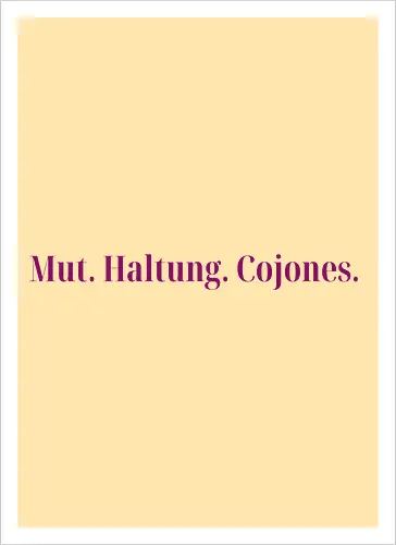 Cojones-Mut und Haltung - Pocketdruck (lila Schrift)