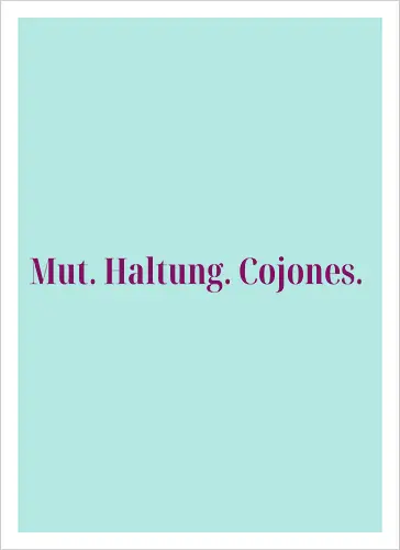 Cojones-Mut und Haltung - Pocketdruck (lila Schrift)