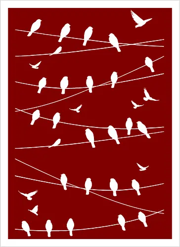 Vögel Linien Minimalistisch - Blau