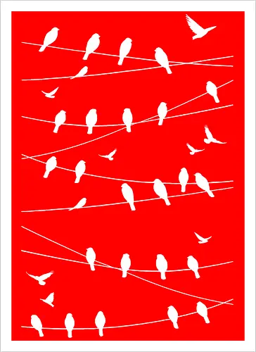 Vögel Linien Minimalistisch - Blau