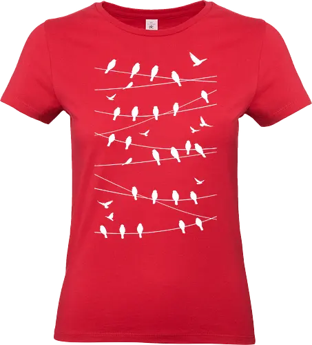 Vögel Linien Minimalistisch - Blau - Abstrakt, Ästhetisch, Tier, Tiere, Kunst, Vogel, Schwarz-Weiß, Geek, Illustration, Minimal Art, Minimalismus, Minimalistisch, Minimalistisch, Natur, Retro, Vintage, lm2kone - Standard T-Shirt (Women)