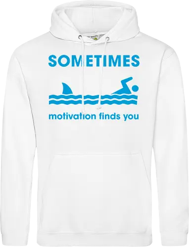 Sometimes Motivation Finds You" Funny Shark Swimmer Art