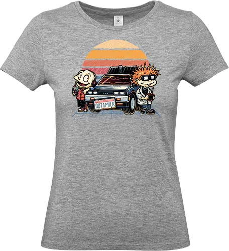 OUTAMILK - Movie, TV series, animated, sci-fi, science fiction, time travel, cars, mash up, funny - Standard T-Shirt (Women)