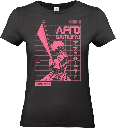 Black Samurai - warrior, anime, samurai, afro, katana, manga, japanese, afro samurai, japan, nature, tp loves, the warriors, afro hair, kuma, scratch - Standard T-Shirt (Women)