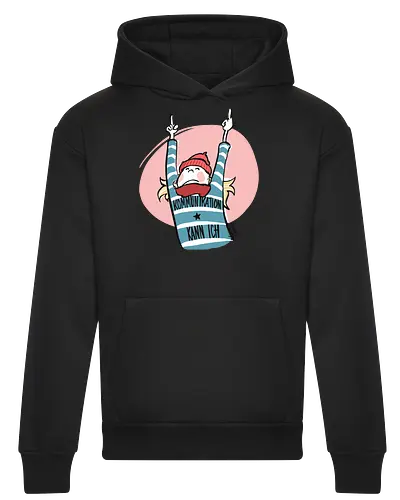 Ringeldinger "Kommunikation .." - Ringelpullisprüche, Ringeldinger, streifenweise, Spruch, Weisheit, Motivation, Ringelpulli, Sprüche Shirt, Cartoon Illustration, Statement Shirt, Handgezeichnet, Humor, Kommunikation, Selbstironie, Streifenpulli, Spruchshirt deutsch - Heavyweight Hoodie
