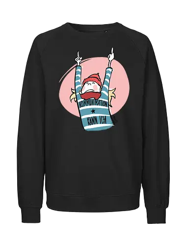 Ringeldinger "Kommunikation .." - Ringelpullisprüche, Ringeldinger, streifenweise, Spruch, Weisheit, Motivation, Ringelpulli, Sprüche Shirt, Cartoon Illustration, Statement Shirt, Handgezeichnet, Humor, Kommunikation, Selbstironie, Streifenpulli, Spruchshirt deutsch - Fairtrade Sweatshirt