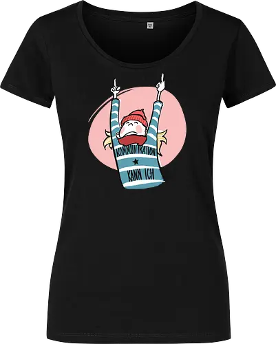 Ringeldinger "Kommunikation .." - Ringelpullisprüche, Ringeldinger, streifenweise, Spruch, Weisheit, Motivation, Ringelpulli, Sprüche Shirt, Cartoon Illustration, Statement Shirt, Handgezeichnet, Humor, Kommunikation, Selbstironie, Streifenpulli, Spruchshirt deutsch - Women T-Shirt