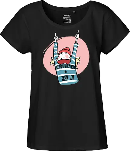 Ringeldinger "Kommunikation .." - Ringelpullisprüche, Ringeldinger, streifenweise, Spruch, Weisheit, Motivation, Ringelpulli, Sprüche Shirt, Cartoon Illustration, Statement Shirt, Handgezeichnet, Humor, Kommunikation, Selbstironie, Streifenpulli, Spruchshirt deutsch - Fairtrade Girl Shirt