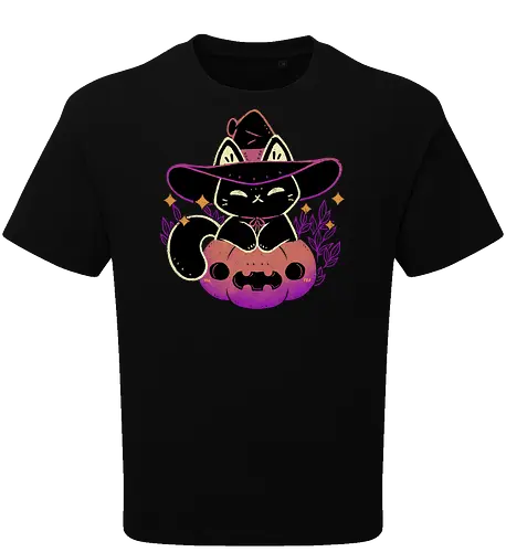 Cute Halloween Cat on Pumpkin