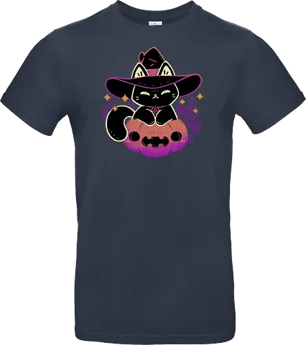 Cute Halloween Cat on Pumpkin