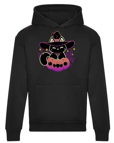 Cute Halloween Cat on Pumpkin