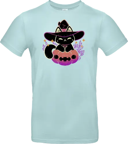 Cute Halloween Cat on Pumpkin