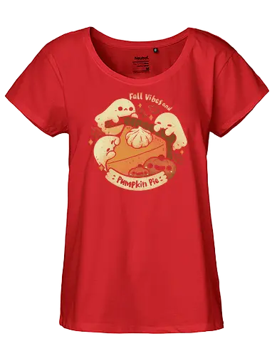 Fall Vibes and Pumpkin Pie Halloween - pumpkin pie, cute ghost, halloween, pumpkin, fall, autumn, warm, food, cake, cinnamon, cozy, kawaii ghost, spooky cute, cream, xmorfina - Fairtrade Girl Shirt