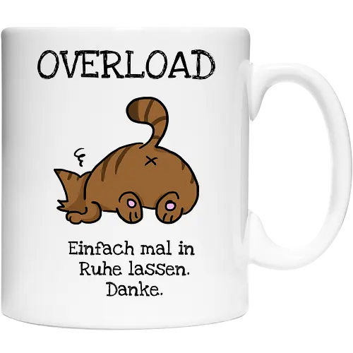 Overload-Katze mit schwarzer Schrift