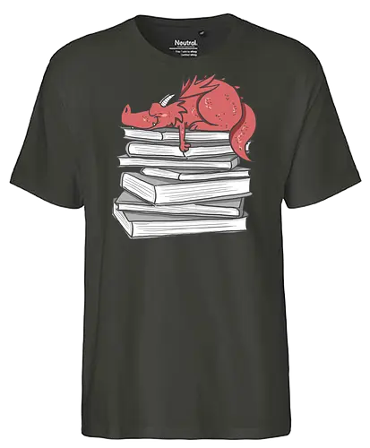 Buchdrache - Buch, Drache, lesen - Fairtrade T-Shirt