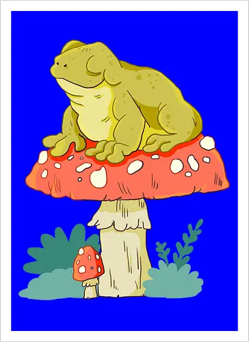Frosch auf Pilz