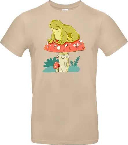 Frosch auf Pilz