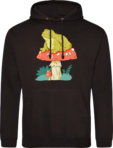 Frosch auf Pilz
