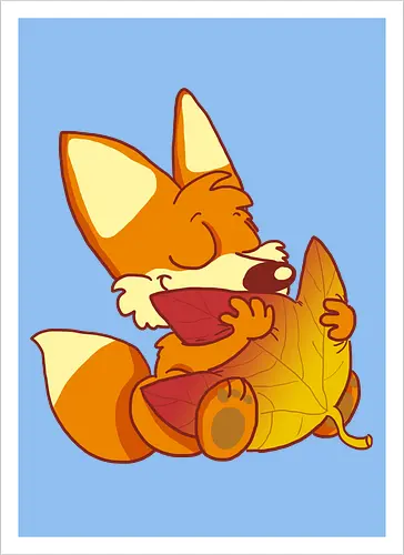 Herbstfuchs - Herbst, Fuchs, Herbstablatt, Autumn - Artprint