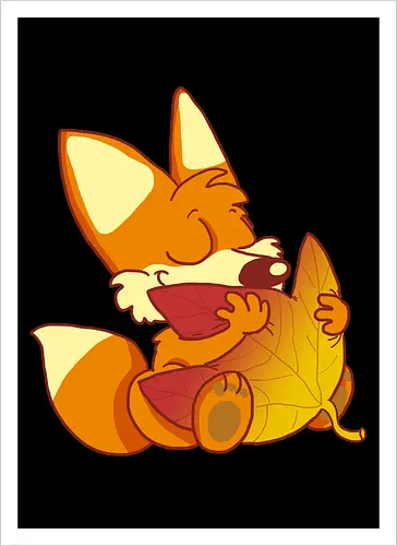 Herbstfuchs - Herbst, Fuchs, Herbstablatt, Autumn - Artprint