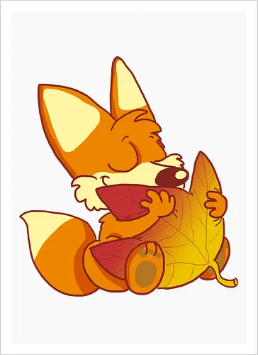 Herbstfuchs - Herbst, Fuchs, Herbstablatt, Autumn - Artprint