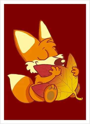 Herbstfuchs - Herbst, Fuchs, Herbstablatt, Autumn - Artprint