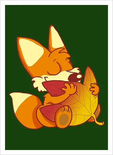 Herbstfuchs - Herbst, Fuchs, Herbstablatt, Autumn - Artprint