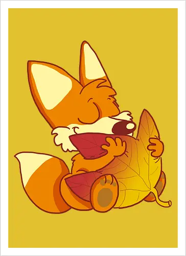 Herbstfuchs - Herbst, Fuchs, Herbstablatt, Autumn - Artprint