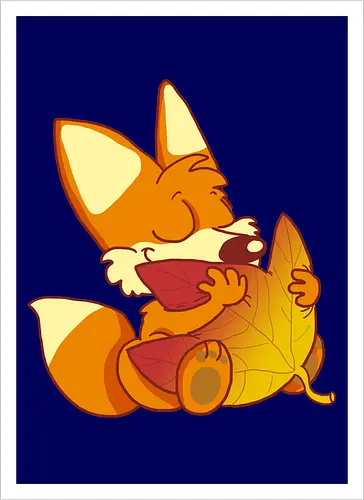 Herbstfuchs - Herbst, Fuchs, Herbstablatt, Autumn - Artprint