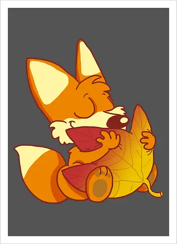 Herbstfuchs - Herbst, Fuchs, Herbstablatt, Autumn - Artprint