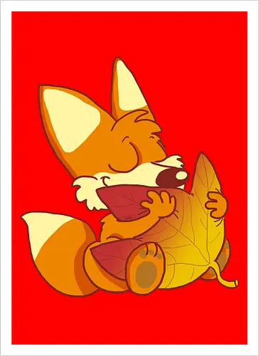 Herbstfuchs - Herbst, Fuchs, Herbstablatt, Autumn - Artprint