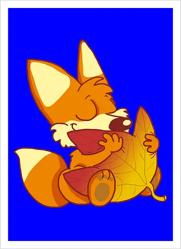 Herbstfuchs - Herbst, Fuchs, Herbstablatt, Autumn - Artprint