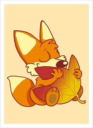 Herbstfuchs - Herbst, Fuchs, Herbstablatt, Autumn - Artprint