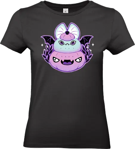 Halloween Pastel Goth Bat - bat, pastel goth, halloween, pumpkin, spooky cute, whimsical, kawaii, goth, pink, creepy cute, dark, occult, leaf, leaves, xmorfina - Standard T-Shirt (Women)