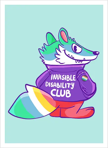 Invisible Disability Club - Waschbär, Behinderung, disability - Artprint