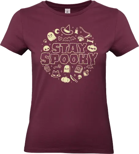 Stay Spooky - quote, creepy, spooky, witch, pumpkin, cute, kawaii, occult, black, horror, love, xmorfina, stay spooky, halloween, text - Standard T-Shirt (Women)