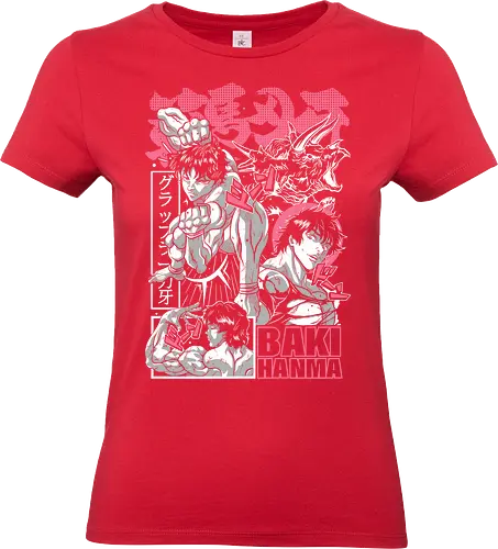 Baki Hanma - baki hanma, anime, baki, baki the grappler, boxing, japan, japanese, manga, martial arts, yujiro hanma, fight, martial arts - Standard T-Shirt (Women)