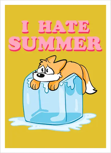 I hate Summer - Summer, Sommer, Fuchs - Artprint