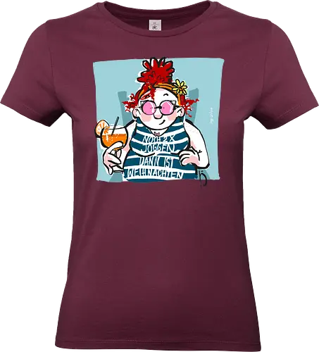 Ringeldinger "Noch 2 x Joggen..." - Humor, Joggen, Sport, Sportmuffel, Selbstironie, Streifenpulli, Spruchshirt deutsch, Ringelpullisprüche, Ringeldinger, streifenweise, Spruch, Weisheit, Motivation, Ringelpulli, Sprüche Shirt, Cartoon Illustration, Statement Shirt, Handgezeichnet - Standard T-Shirt (Women)