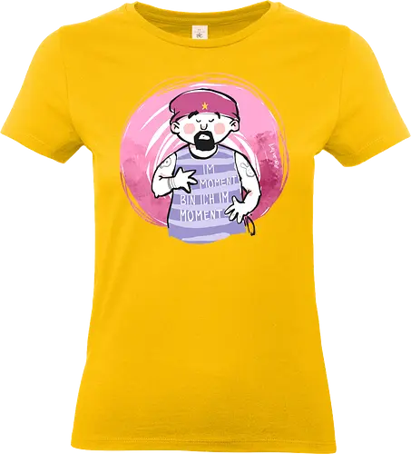 Ringeldinger "Im Moment .." - Ringelpullisprüche, Ringeldinger, streifenweise, Spruch, Weisheit, Motivation, Ringelpulli, Sprüche Shirt, Cartoon Illustration, Statement Shirt, Handgezeichnet, Achtsamkeit, Meditation, chillen, Humor, Selbstironie, Streifenpulli, Spruchshirt deutsch - Standard T-Shirt (Women)