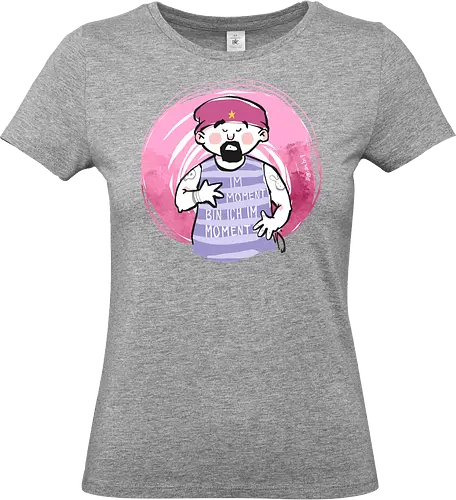 Ringeldinger "Im Moment .." - Ringelpullisprüche, Ringeldinger, streifenweise, Spruch, Weisheit, Motivation, Ringelpulli, Sprüche Shirt, Cartoon Illustration, Statement Shirt, Handgezeichnet, Achtsamkeit, Meditation, chillen, Humor, Selbstironie, Streifenpulli, Spruchshirt deutsch - Standard T-Shirt (Women)