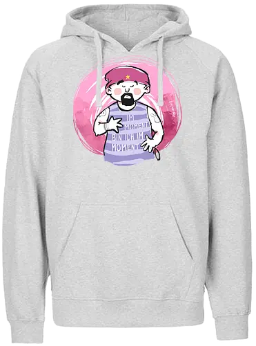 Ringeldinger "Im Moment .." - Ringelpullisprüche, Ringeldinger, streifenweise, Spruch, Weisheit, Motivation, Ringelpulli, Sprüche Shirt, Cartoon Illustration, Statement Shirt, Handgezeichnet, Achtsamkeit, Meditation, chillen, Humor, Selbstironie, Streifenpulli, Spruchshirt deutsch - Fairtrade Hoodie